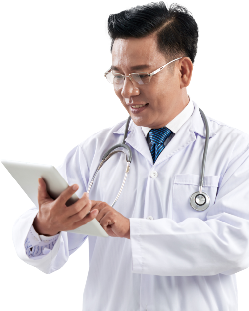 asian doctor using medical app his digital device 1 1